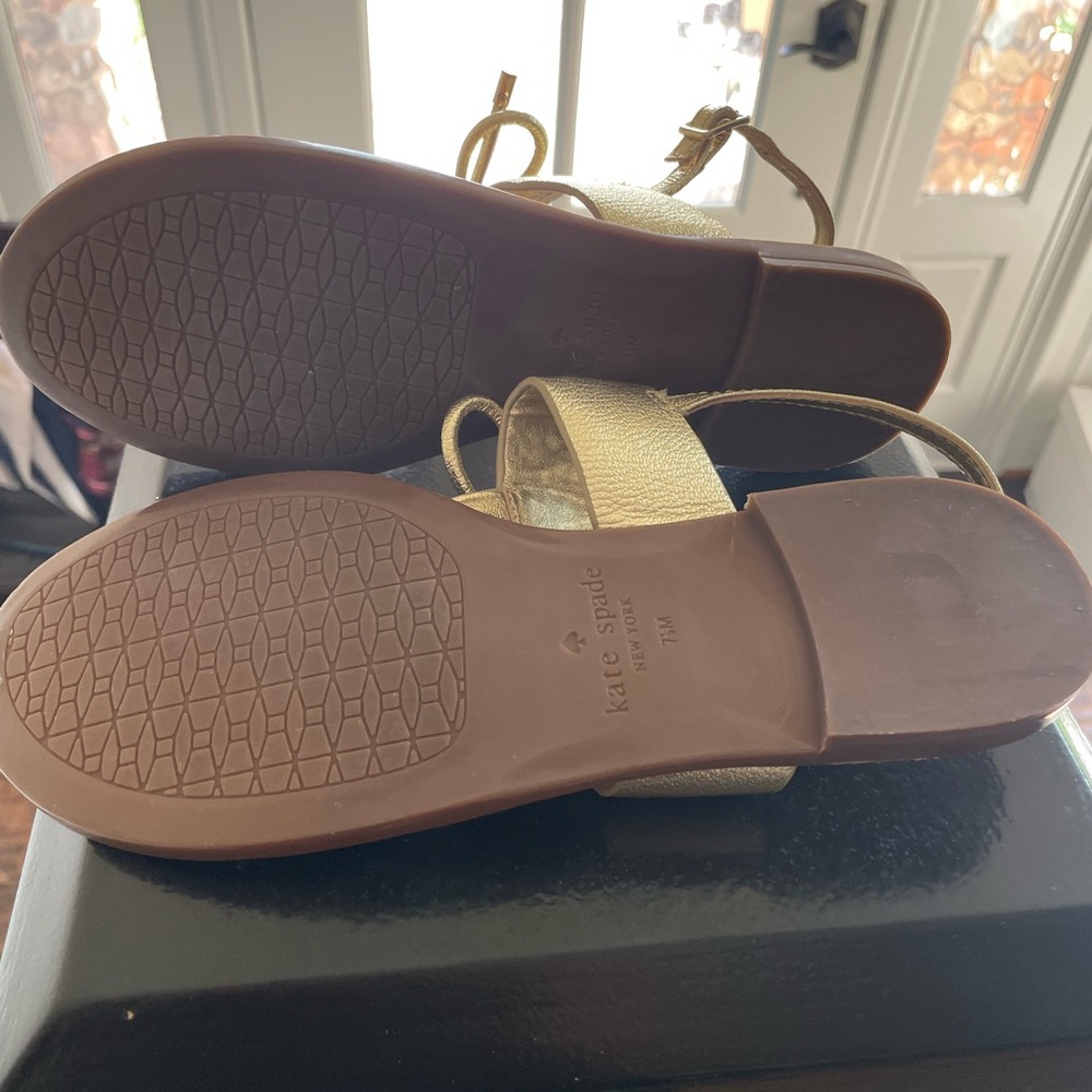 Kate Spade Metallic Gold Bow Sandals - Picture 9 of 14